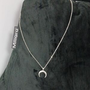 Silver Crescent Moon Necklace